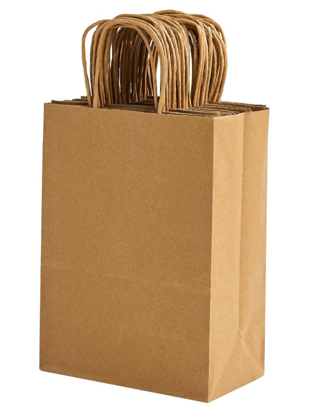 100 Medium Kraft Paper Gift Bags with Handles, 8x4.5x10.8 Inch, 110g Thick